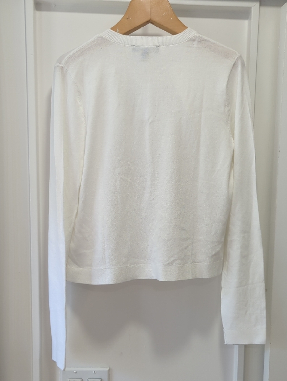 Ann Taylor White Open-Front Knit Cardigan with Crew Neckline Size Small - Picture 8 of 10
